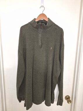 Polo by Ralph Lauren Olive Quarter-Zip Sweater 3XLT Pre-owned